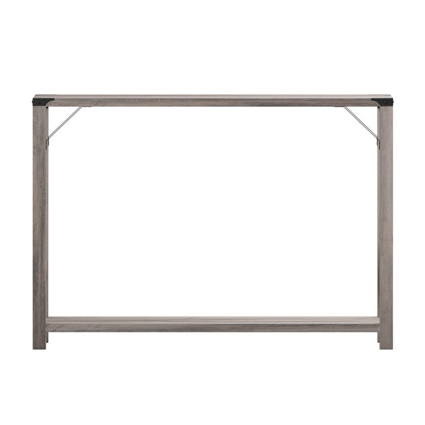 English Elm Wyatt Modern Farmhouse 2-Tier Console Table with Black Metal Accents for Entryway or Living Room Gray Wash ZG-038-GY-GG