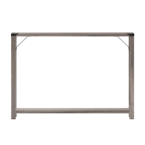 English Elm Wyatt Modern Farmhouse 2-Tier Console Table with Black Metal Accents for Entryway or Living Room Gray Wash ZG-038-GY-GG