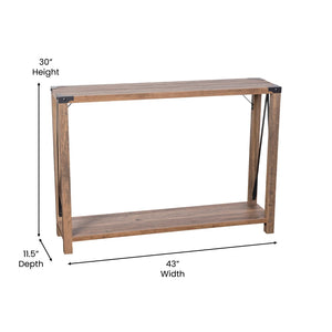 English Elm Wyatt Modern Farmhouse 2-Tier Console Table with Black Metal Accents for Entryway or Living Room Rustic Oak ZG-038-OAK-GG