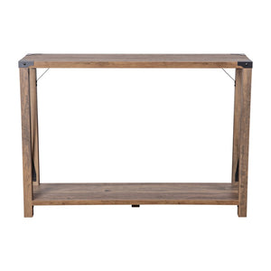 English Elm Wyatt Modern Farmhouse 2-Tier Console Table with Black Metal Accents for Entryway or Living Room Rustic Oak ZG-038-OAK-GG