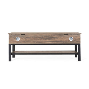 English Elm Wyatt Farmhouse Entryway Storage Bench with Lift-Top Seat and Open Shelf for Organized Living Spaces Gray ZG-075-GY-GG