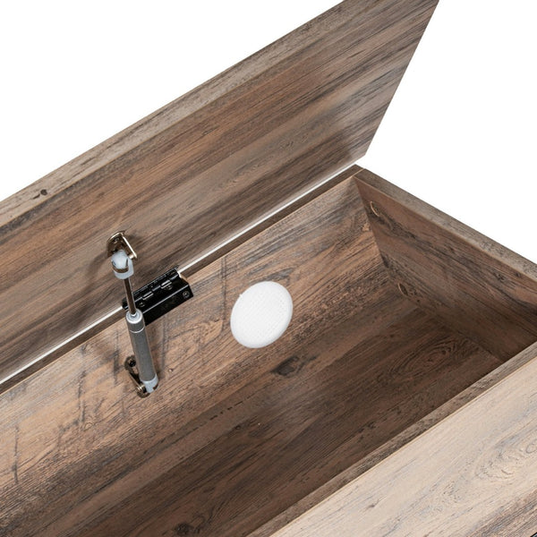 English Elm Wyatt Farmhouse Entryway Storage Bench with Lift-Top Seat and Open Shelf for Organized Living Spaces Gray ZG-075-GY-GG