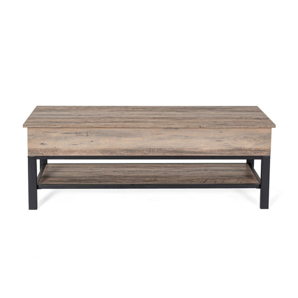 English Elm Wyatt Farmhouse Entryway Storage Bench with Lift-Top Seat and Open Shelf for Organized Living Spaces Gray ZG-075-GY-GG