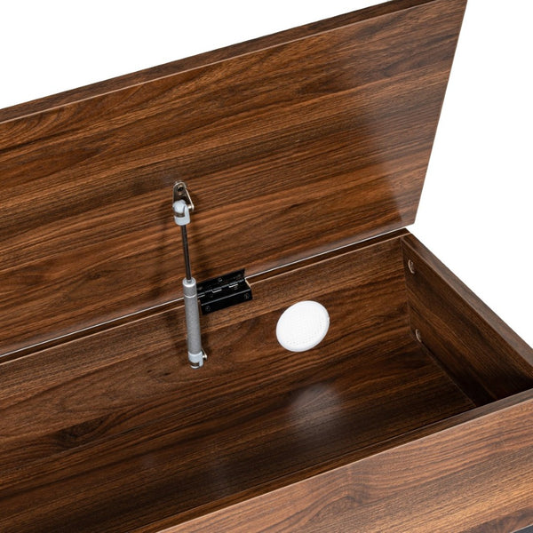 English Elm Wyatt Farmhouse Entryway Storage Bench with Lift-Top Seat and Open Shelf for Organized Living Spaces Walnut ZG-075-WAL-GG