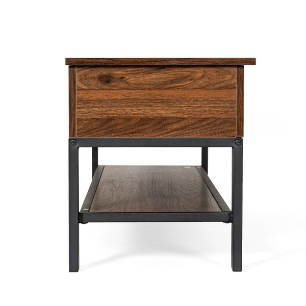 English Elm Wyatt Farmhouse Entryway Storage Bench with Lift-Top Seat and Open Shelf for Organized Living Spaces Walnut ZG-075-WAL-GG