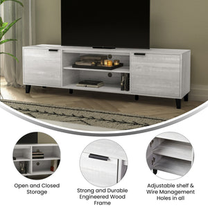 English Elm Nelson 70" Mid Century Modern TV Stand for 60" TVs - Adjustable Shelves, Dual Storage & Wire Management ZG-129-70-GY-GG