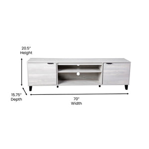 English Elm Nelson 70" Mid Century Modern TV Stand for 60" TVs - Adjustable Shelves, Dual Storage & Wire Management ZG-129-70-GY-GG