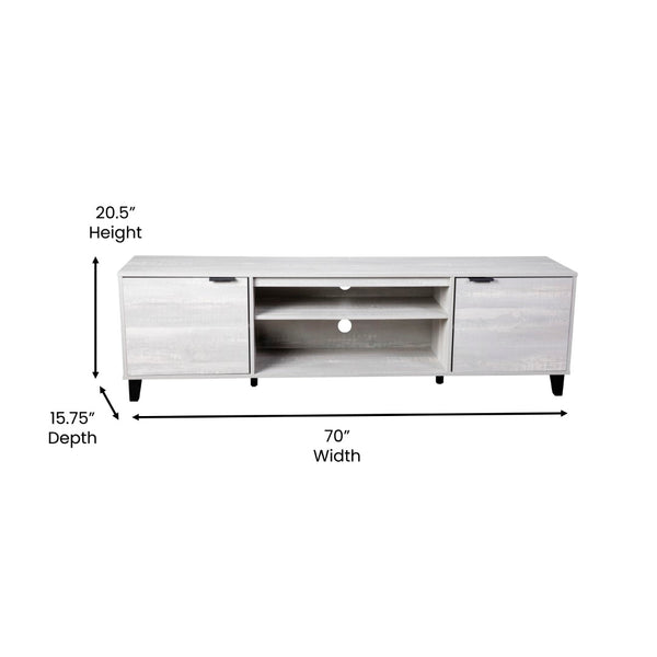 English Elm Nelson 70" Mid Century Modern TV Stand for 60" TVs - Adjustable Shelves, Dual Storage & Wire Management ZG-129-70-GY-GG