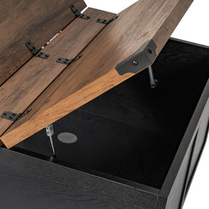 English Elm Wyatt 35.75" Farmhouse Lift Top Coffee Table with Hidden Storage and Rustic Oak Charm for Living Rooms Black ZG-ZP-030-BLK-GG