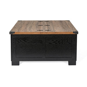 English Elm Wyatt 35.75" Farmhouse Lift Top Coffee Table with Hidden Storage and Rustic Oak Charm for Living Rooms Black ZG-ZP-030-BLK-GG