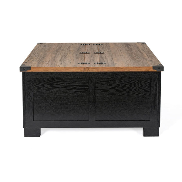 English Elm Wyatt 35.75" Farmhouse Lift Top Coffee Table with Hidden Storage and Rustic Oak Charm for Living Rooms Black ZG-ZP-030-BLK-GG