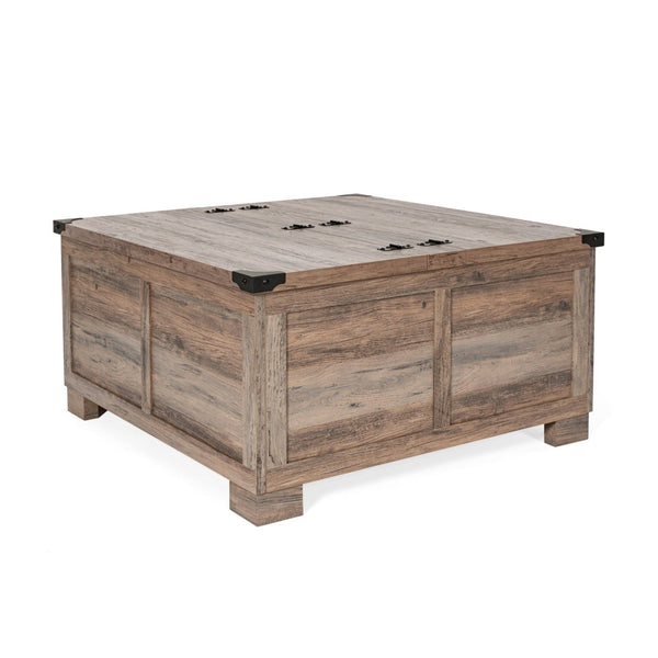 English Elm Wyatt 35.75" Farmhouse Lift Top Coffee Table with Hidden Storage and Rustic Oak Charm for Living Rooms Gray Wash ZG-ZP-030-GRY-GG