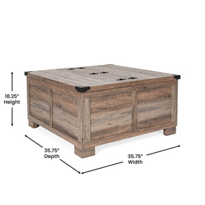 English Elm Wyatt 35.75" Farmhouse Lift Top Coffee Table with Hidden Storage and Rustic Oak Charm for Living Rooms Gray Wash ZG-ZP-030-GRY-GG