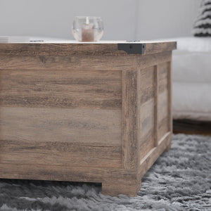 English Elm Wyatt 35.75" Farmhouse Lift Top Coffee Table with Hidden Storage and Rustic Oak Charm for Living Rooms Gray Wash ZG-ZP-030-GRY-GG