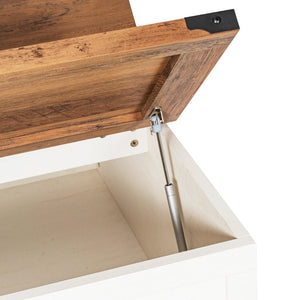 English Elm Wyatt 35.75" Farmhouse Lift Top Coffee Table with Hidden Storage and Rustic Oak Charm for Living Rooms White ZG-ZP-030-WT-GG