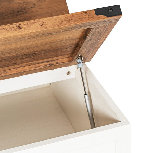 English Elm Wyatt 35.75" Farmhouse Lift Top Coffee Table with Hidden Storage and Rustic Oak Charm for Living Rooms White ZG-ZP-030-WT-GG