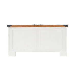 English Elm Wyatt 35.75" Farmhouse Lift Top Coffee Table with Hidden Storage and Rustic Oak Charm for Living Rooms White ZG-ZP-030-WT-GG