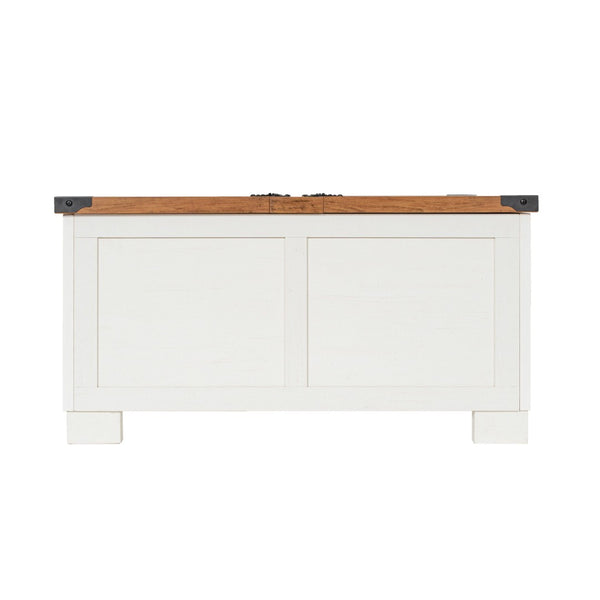 English Elm Wyatt 35.75" Farmhouse Lift Top Coffee Table with Hidden Storage and Rustic Oak Charm for Living Rooms White ZG-ZP-030-WT-GG