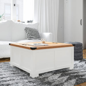 English Elm Wyatt 35.75" Farmhouse Lift Top Coffee Table with Hidden Storage and Rustic Oak Charm for Living Rooms White ZG-ZP-030-WT-GG
