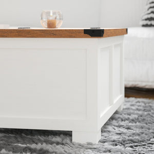 English Elm Wyatt 35.75" Farmhouse Lift Top Coffee Table with Hidden Storage and Rustic Oak Charm for Living Rooms White ZG-ZP-030-WT-GG