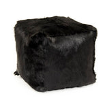 Tibetan Black Goat Fur Pouf 100% goat fur/black ZGFC-black Zentique