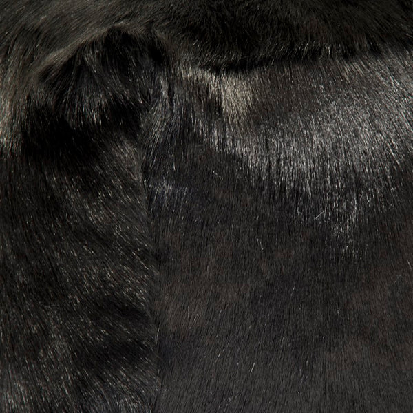 Zentique Tibetan Black Goat Fur Pouf — Handcrafted Plush Ottoman W22xH16xD22, Rustic Luxe Seating Accent ZGFC-black
