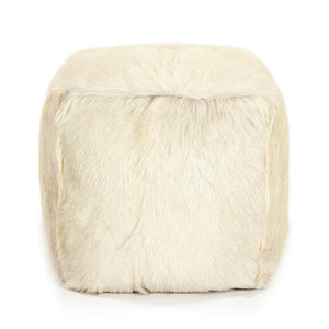 Tibetan Ivory Goat Fur Pouf 100% goat fur/ivory ZGFC-ivory Zentique