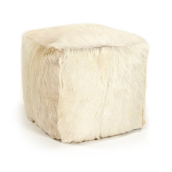 Tibetan Ivory Goat Fur Pouf 100% goat fur/ivory ZGFC-ivory Zentique
