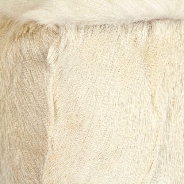 Zentique Tibetan Ivory Goat Fur Pouf — Handcrafted Plush Ottoman, Sculptural Accent Seat for Modern & Boho Homes ZGFC-ivory