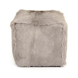 Tibetan Light Grey Goat Fur Pouf 100% goat fur/light grey ZGFC-light grey Zentique
