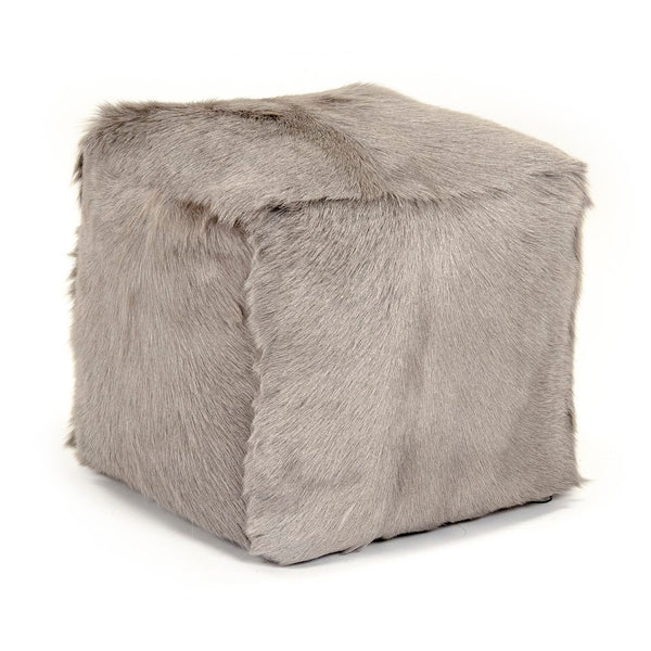 Tibetan Light Grey Goat Fur Pouf 100% goat fur/light grey ZGFC-light grey Zentique