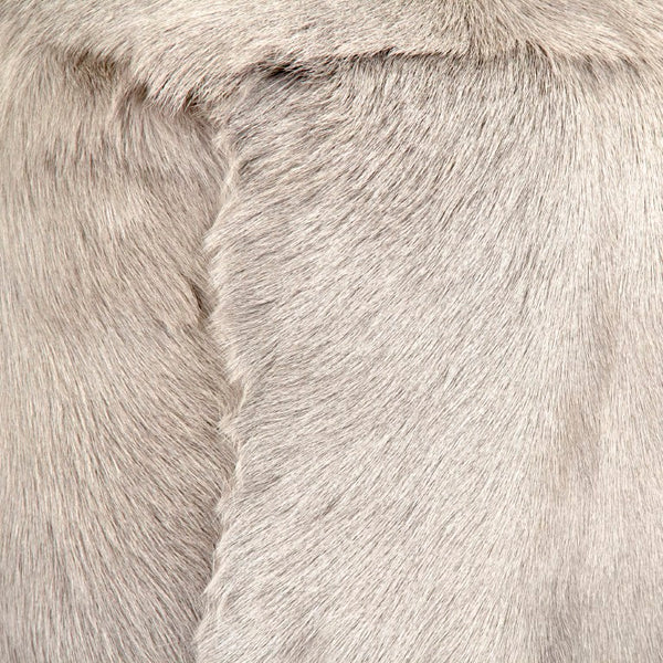 Zentique Tibetan Light Grey Goat Fur Pouf — Handcrafted Plush Accent Seat & Footstool, Cozy Boho Texture, W22xH16xD22 inches ZGFC-light grey