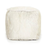 Tibetan White Goat Fur Pouf 100% goat fur/white ZGFC-white Zentique