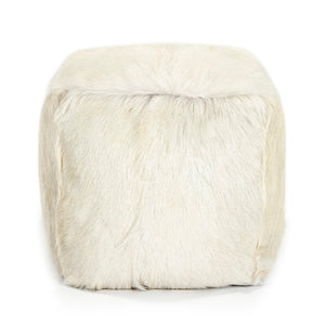 Tibetan White Goat Fur Pouf 100% goat fur/white ZGFC-white Zentique
