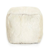Tibetan White Goat Fur Pouf 100% goat fur/white ZGFC-white Zentique