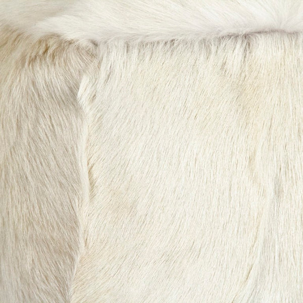 Zentique Tibetan White Goat Fur Pouf — Handcrafted Luxe Pouffe, Versatile Footstool & Extra Seating for Boho Homes (22"x16") ZGFC-white