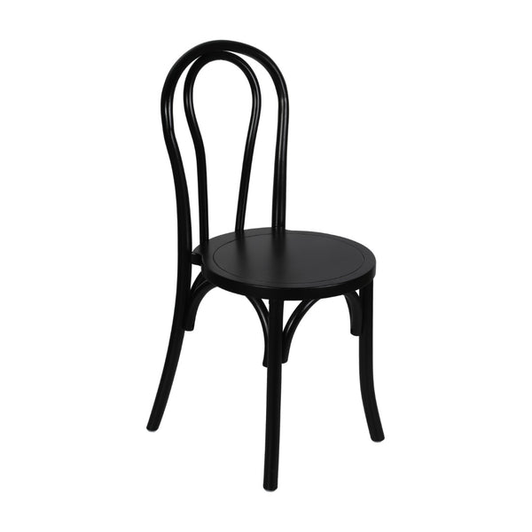 English Elm Betsy Solid Wood Stackable Dining Chair - Timeless Design for Commercial Spaces and Home Use Black ZH-8003A-BLK-GG