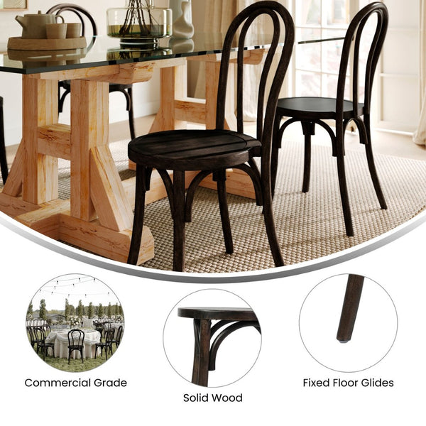 English Elm Betsy Solid Wood Stackable Dining Chair - Timeless Design for Commercial Spaces and Home Use Early American Wood ZH-8003A-EAW-GG