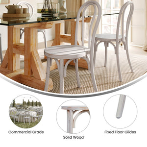 English Elm Betsy Solid Wood Stackable Dining Chair - Timeless Design for Commercial Spaces and Home Use White Wash ZH-8003A-WHTWSH-GG