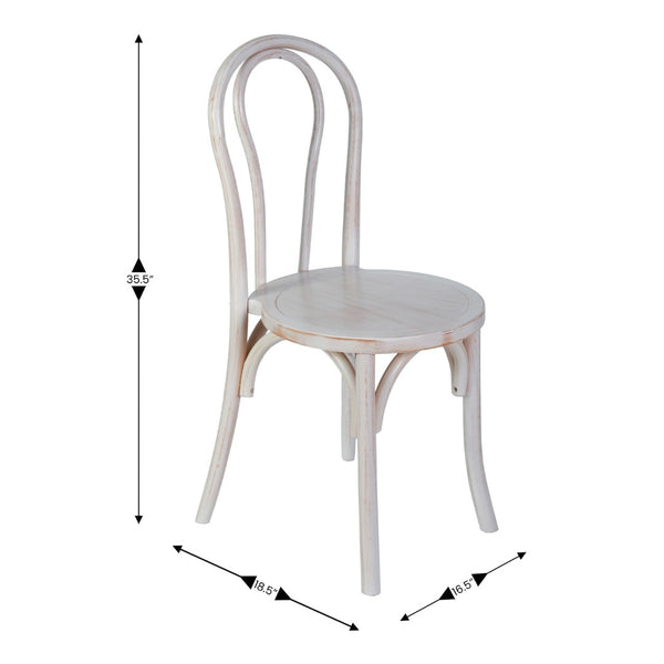 English Elm Betsy Solid Wood Stackable Dining Chair - Timeless Design for Commercial Spaces and Home Use White Wash ZH-8003A-WHTWSH-GG