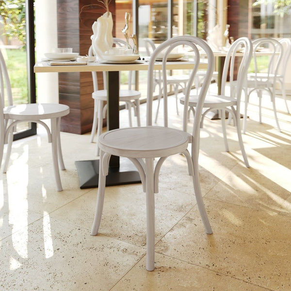 English Elm Betsy Solid Wood Stackable Dining Chair - Timeless Design for Commercial Spaces and Home Use White Wash ZH-8003A-WHTWSH-GG