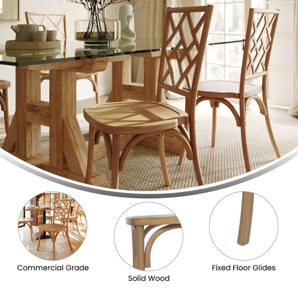 English Elm Brooklyn Commercial-Grade Solid Wood Stackable Dining Chair with Rustic Charm and Elegant Back Design Pecan ZH-8100-5-PEC-GG