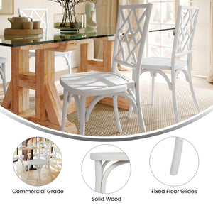 English Elm Brooklyn Commercial-Grade Solid Wood Stackable Dining Chair with Rustic Charm and Elegant Back Design White ZH-8100-5-WHT-GG