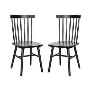 English Elm Ingrid Set of 2 Commercial-Grade Windsor Dining Chairs, Solid Wood, Armless Spindle-Back Comfort Black ZH-8101WR-BK-2-GG