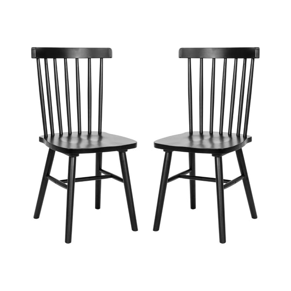 English Elm Ingrid Set of 2 Commercial-Grade Windsor Dining Chairs, Solid Wood, Armless Spindle-Back Comfort Black ZH-8101WR-BK-2-GG