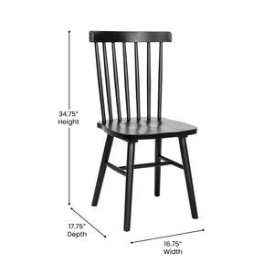 English Elm Ingrid Set of 2 Commercial-Grade Windsor Dining Chairs, Solid Wood, Armless Spindle-Back Comfort Black ZH-8101WR-BK-2-GG