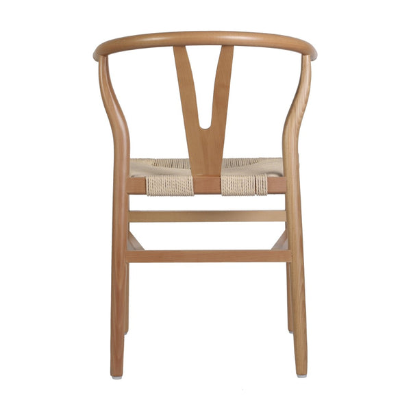 English Elm Logan Stackable Y-Back Wood Dining Chair with Woven Kraft Paper Seat for Stylish Comfort & Durability Oak Frame/Natural Seat ZH-8101YS-OAK-NAT-GG