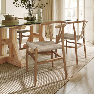 English Elm Logan Stackable Y-Back Wood Dining Chair with Woven Kraft Paper Seat for Stylish Comfort & Durability Oak Frame/Natural Seat ZH-8101YS-OAK-NAT-GG