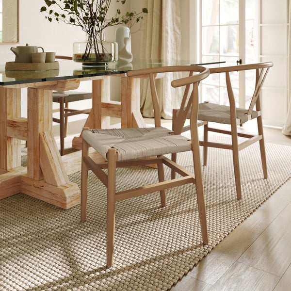English Elm Logan Stackable Y-Back Wood Dining Chair with Woven Kraft Paper Seat for Stylish Comfort & Durability Oak Frame/Natural Seat ZH-8101YS-OAK-NAT-GG