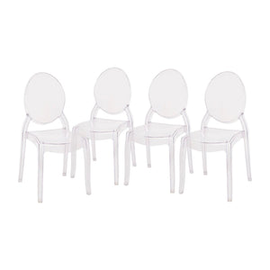 English Elm Revna Set of 4 Transparent Crystal Ghost Chairs - Stylish, Durable, and Comfortable for Every Occasion ZH-GHOST-OVR-4-GG